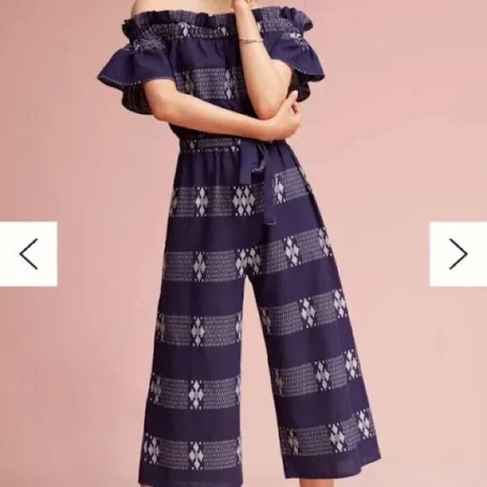 FINAL PRICE Corey Lynn Calter Navy and White Patterned Jumpsuit